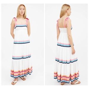 Zimmermann Lulu Ribbon Maxi Dress size 1 US 6 White Linen Resort Ribbon Tiered F